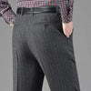Men Fleece Lined Wool Dress Pants High Waist Winter Business Slacks