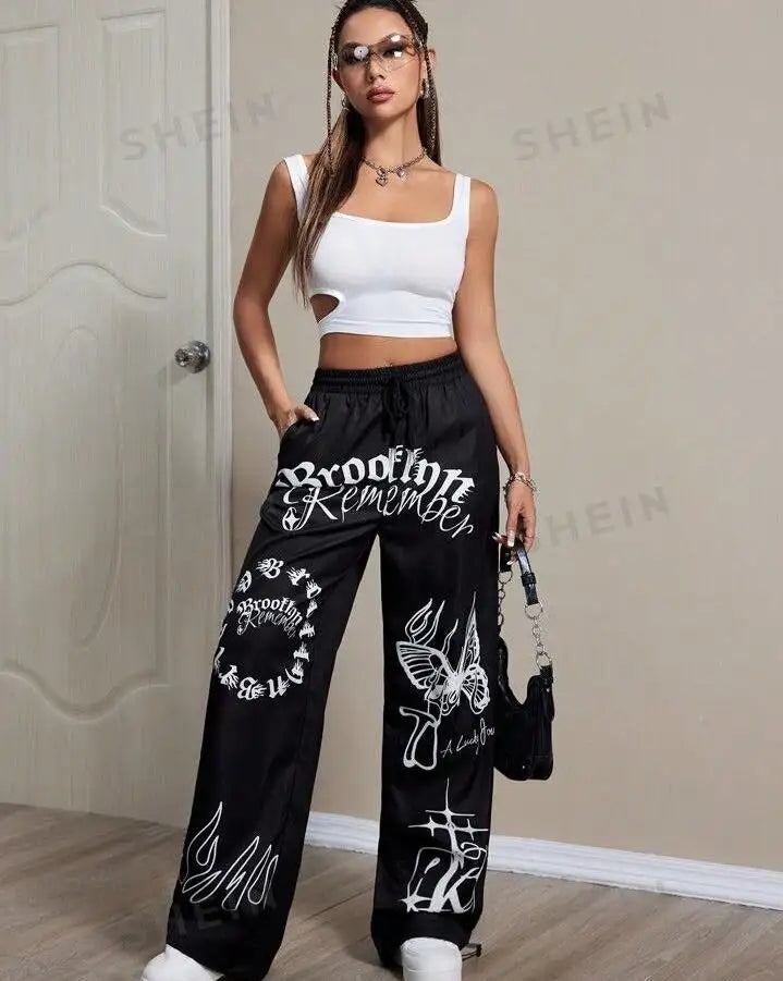 Women's Retro Wide-Leg Cotton Pants Harajuku Hip-Hop Streetwear