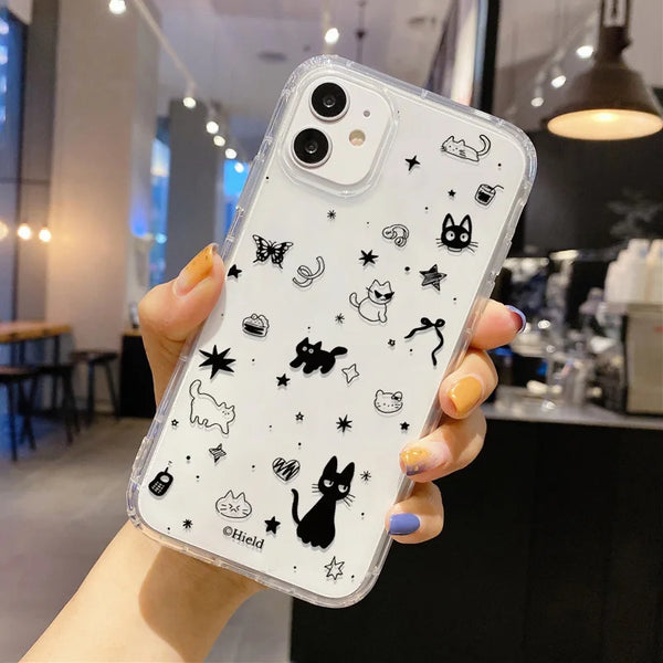 Transparent Cute Cat Phone Case For iPhone Shockproof Silicone Cover