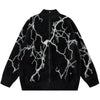 American High Street Retro Lightning Crack Jacquard Sweater Jacket