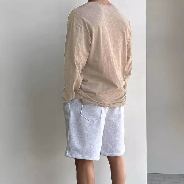 Mens Cotton Long Sleeve Tshirt Korean Harajuku Oversized Soft Top