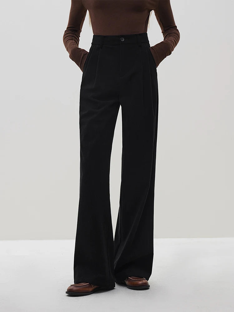 Womens High Waist Corduroy Trousers