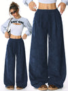 Women High Waisted Wide Leg Pants Drawstring Casual Lounge Trousers