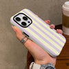 Cream Purple Stripe iPhone Case Dual Layer 13 14 15 16 17 Pro Max