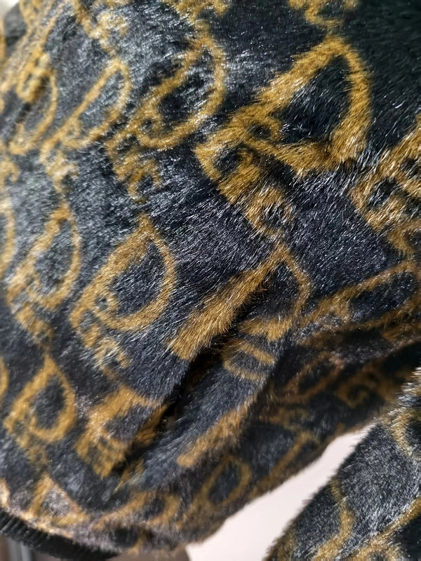 Mens Faux Fur Lapel Winter Jacket Letter Print Warm Coat