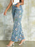 90s Vintage Floral Print High Waist Slant Pocket Wide Leg Jeans Casual