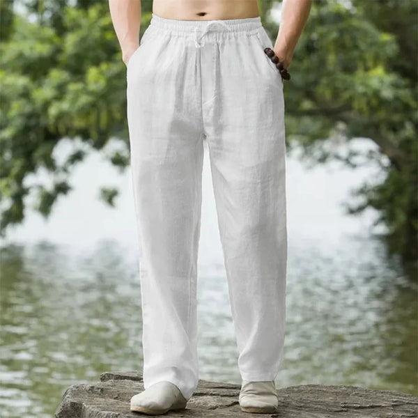 Men's Beach Pants JoggersStreetwear Cotton Linen Sweatpants Casual