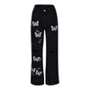 Womens Butterfly Print Jeans High Waist Straight Denim