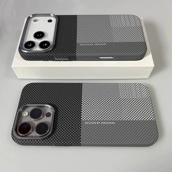 Pixel Grid iPhone Case Magnetic Metal Button 14 15 16 17 Pro Max