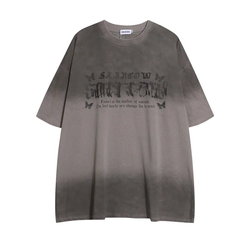 Men's Tie Dye Butterfly Print T-Shirt Y2K Hip Hop Oversized Tee