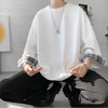 Mens Oversized Plaid Tshirt Korean Style Loose Fit Short Sleeve