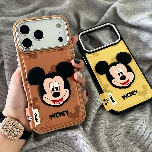 Disney Mickey Mouse Leather Phone Case For iPhone 3D Cute Cartoon Shockproof Hard Cover