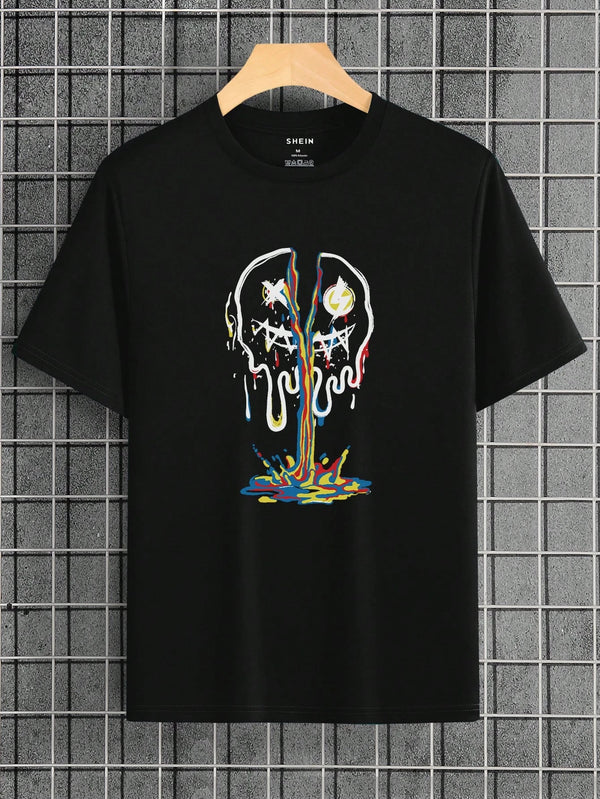 Smiley Face Graphic Tee Unisex Streetwear Hip Hop T Shirt Oversized