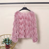 Blouse Women Autumn Wave Shape Furry Tassel Long Sleeve Pullover