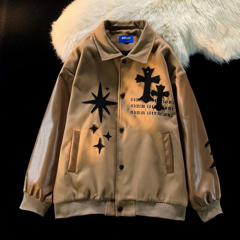 Men Print Baseball Uniform Street Fashion Jacket Coat