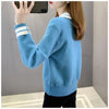 Womens Color Block Sweater Collared Pullover Office Work Knit Top