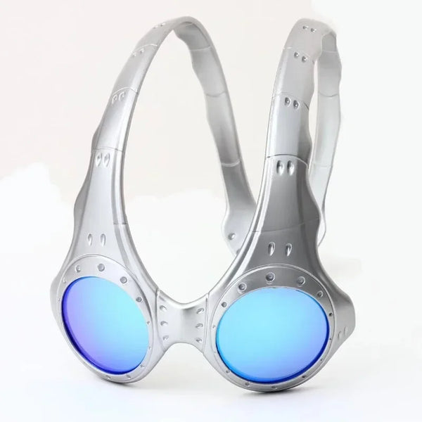 Oak Style OTT FMJ Cyberpunk Silver + Iridium Lens Alien Goggles Sunglasses