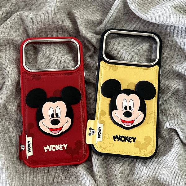 Disney Mickey Mouse Leather Phone Case For iPhone 3D Cute Cartoon Shockproof Hard Cover