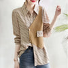 Womens Button Shirt Layered Look Letter Print Long Sleeve Blouse