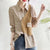 Womens Button Shirt Layered Look Letter Print Long Sleeve Blouse