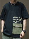 Mens Cargo Pocket Tshirt Letter Print Oversized Y2K Streetwear
