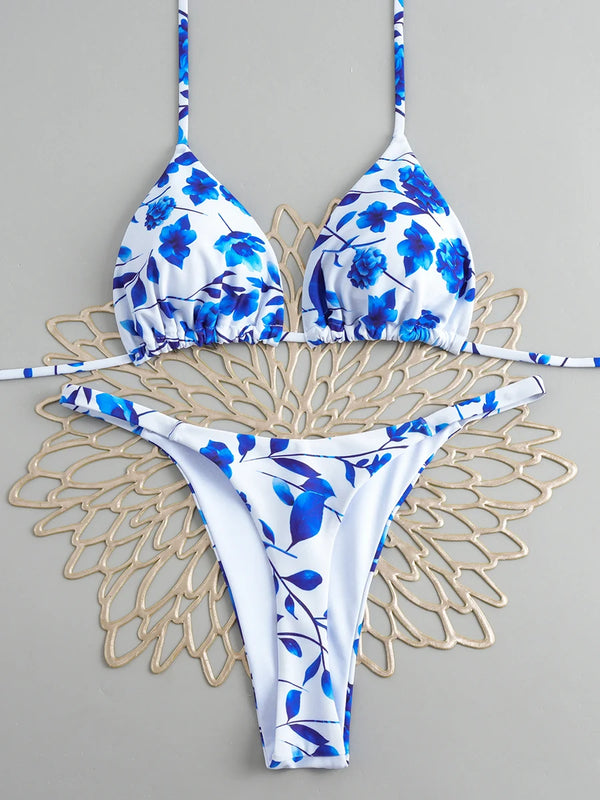 Womens Micro Bikini Push Up Brazilian Thong Halter Swimsuit Set Sexy