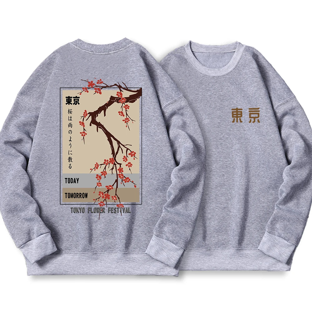 Tokyo Flower Festival Hoodie Loose Oversized Fleece Sweatshirt