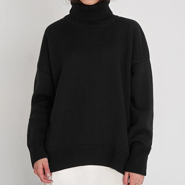 Womens Fleece Turtleneck Sweater Thick Warm Knit Pullover Slim Fit