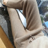 Thick Mink Cashmere Knitted Pants Women High Waisted Warm Winter