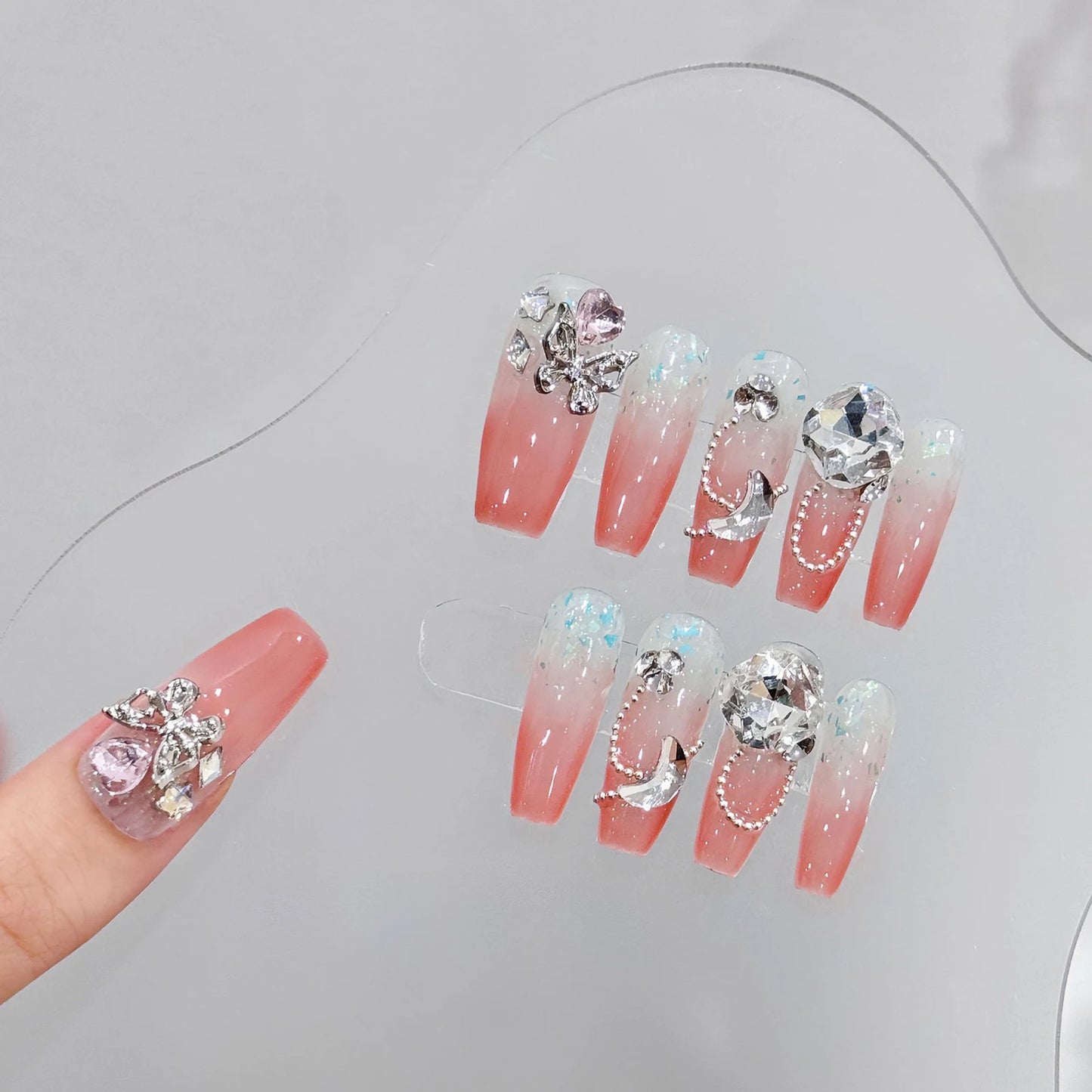 Strawberry Rhinestone Nail Art