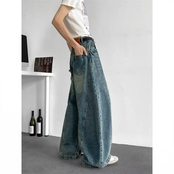 Men Baggy Jeans Wide Leg Unisex Streetwear Hip Hop Dance Pants Loose Fit