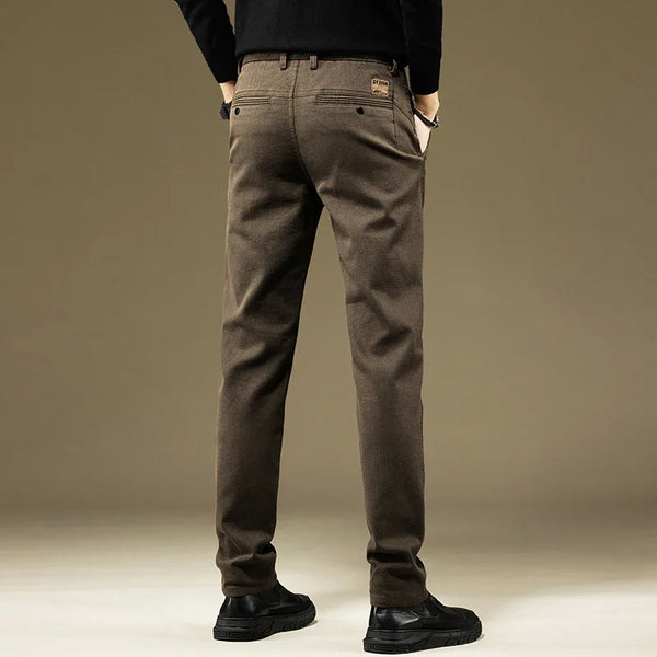 Mens Cotton Dress Pants Straight Fit Business Work Trousers Casual