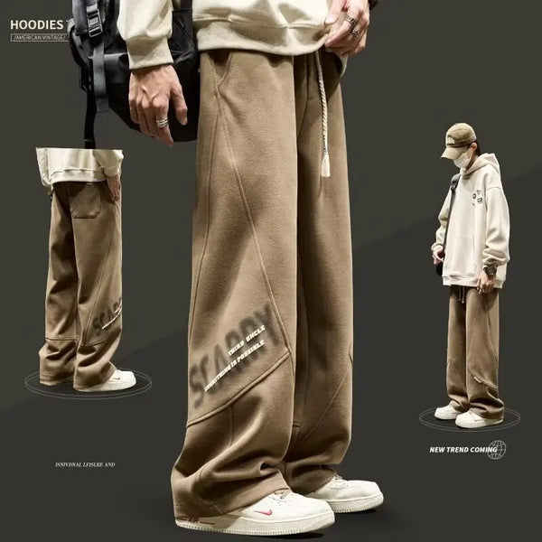 Mens Heavyweight Fleece Joggers Baggy Streetwear Winter Pants