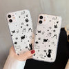 Transparent Cute Cat Phone Case For iPhone Shockproof Silicone Cover