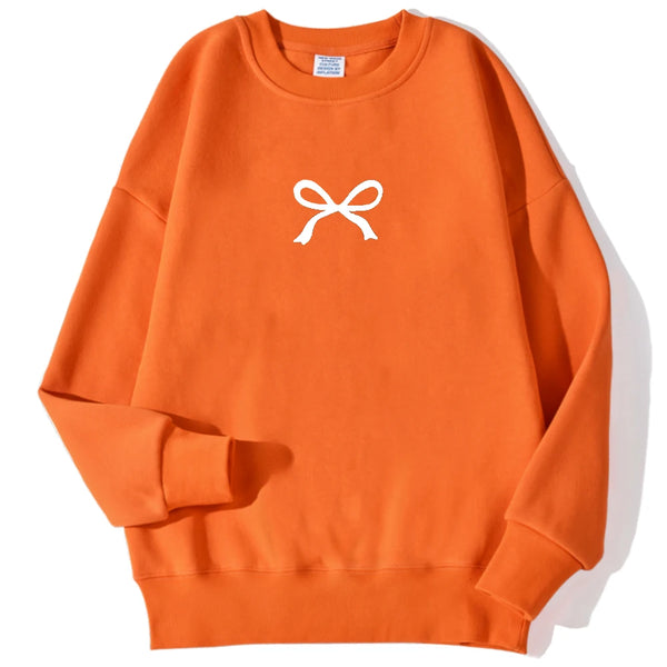 Casual Women's Sweatshirts Kawaii Bow Graphic Prints Pullover