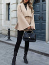 Women's Flared Sleeve Coat - Big Collar Pleated Winter Jacket