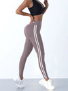 Striped High Waist Yoga Leggings Women Slim Fit Stretchy Gym Pants
