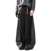 Mens Wool Pants Contrast Patchwork Wide Leg Straight Fit Trousers