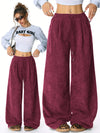 Women High Waisted Wide Leg Pants Drawstring Casual Lounge Trousers