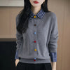 Womens Mock Layered Cardigan Collared Knit Sweater Fall Jacket