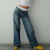 Y2K Baggy Jeans Women Low Rise Straight Leg Streetwear Denim