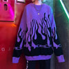 Autumn Winter Dark Girl INS Fire Sweater Hip Hop Flame Loose Knit