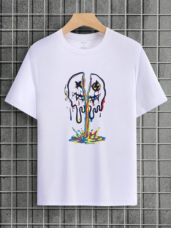 Smiley Face Graphic Tee Unisex Streetwear Hip Hop T Shirt Oversized