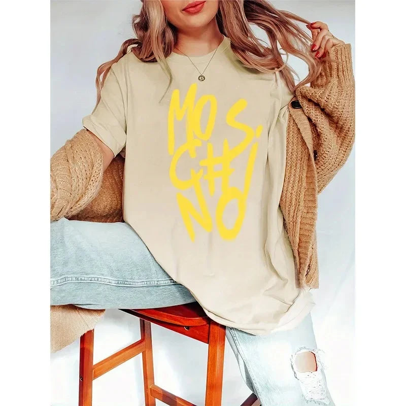 Women’s Korean Style Cotton Letter Print T-Shirt