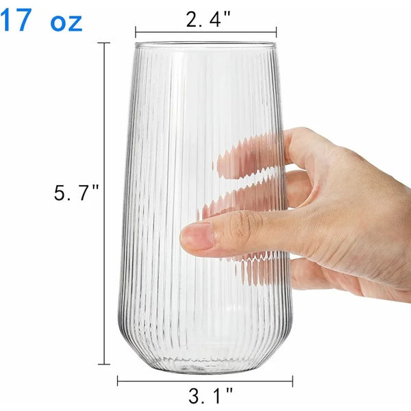 1 stück 500 ml Streifen Glas Tasse Transparent Becher