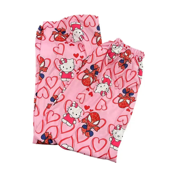 Hello Kitty Spider-Man Pajama Pants Loose Y2K Cartoon Gift Couple