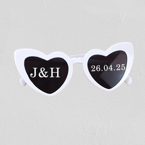 Personalised Text Wedding WhiteWedding Sunglasses Personalised Love Heart