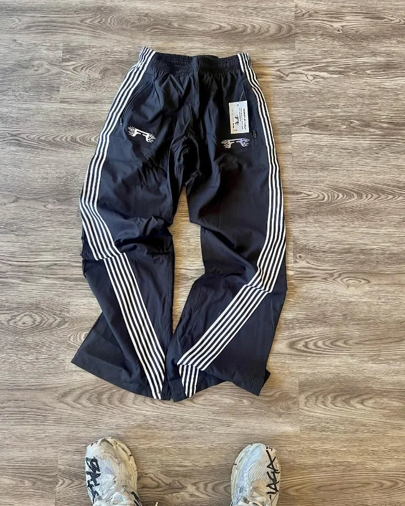 Striped Stretch Waist Wide Leg Pants Women Y2K Harajuku Casual