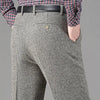 Men Fleece Lined Wool Dress Pants High Waist Winter Business Slacks