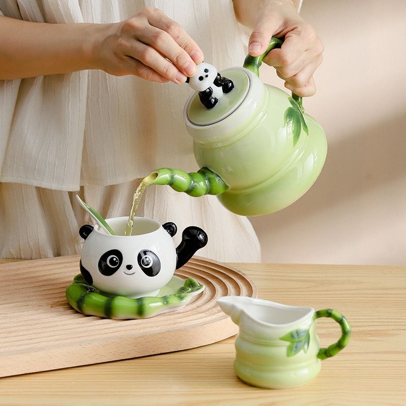 Panda Coffee Cups with Saucer Spoon Creative Ceramics Mugs